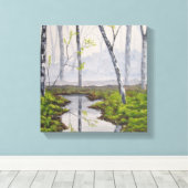 Mistachtig bos uitgerekt canvas afdrukken (Insitu (Houten vloer))