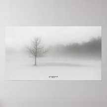 Mistachtig winterlandschap Poster monochroom