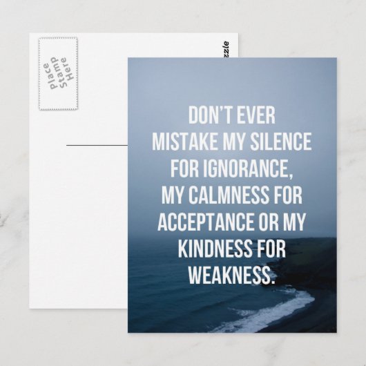 Mistake My Silence Quote Briefkaart (Voorkant / Achterkant)
