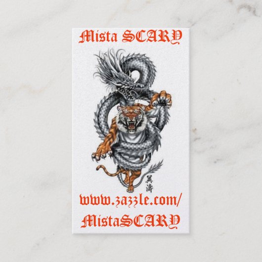 MistaSCARY Dragon Tiger Breathing Fire Card Custom Visitekaartje (Voorkant)