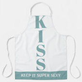 mistblauw en wit houden het Super Sexy KISS Schort (Voorkant)