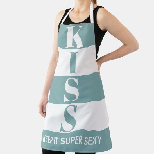mistblauw en wit houden het Super Sexy KISS Schort (Insitu)