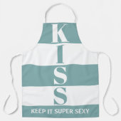 mistblauw en wit houden het Super Sexy KISS Schort (Voorkant)