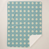 mistblauw - geel en wit Buttercup Flowers Sherpa Deken (Voorkant)