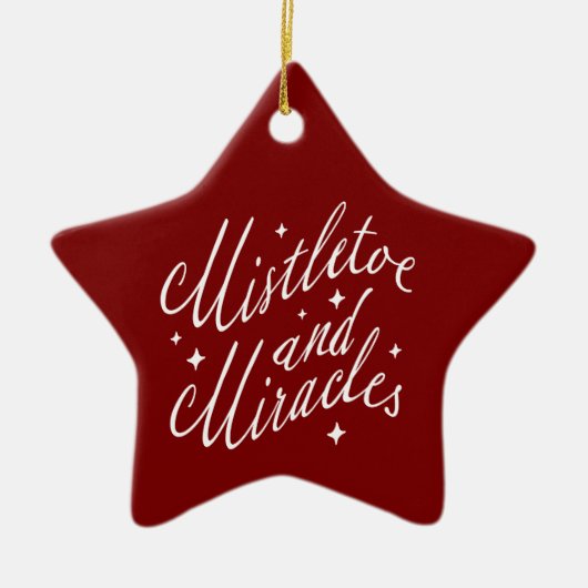 Mistel & Mirakels Modern Kerstmis Rode Ster Keramisch Ornament (Voorkant)