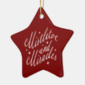 Mistel & Mirakels Modern Kerstmis Rode Ster Keramisch Ornament (Links)
