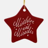 Mistel & Mirakels Modern Kerstmis Rode Ster Keramisch Ornament (Achterkant)