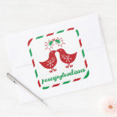 Misteletoe Kusende Kuikens Mr & Mrs 1e Kerstmis Vierkante Sticker (Envelop)