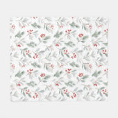 Misteltoe en Hulstbessen Patroon Fleece Deken (Voorkant (Horizontaal))
