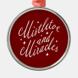 Misteltoe en Mirakels Rood & Wit Rond Kerstmis Metalen Ornament