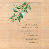 Misteltoe groen luxe Kerstfeest Acryl Uitnodigingen (Voorkant)