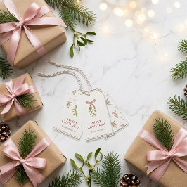 Misteltoe Handgetekende Familienaam Kerstmis Cadeaulabel