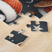 Misteltoe Kerst Pinguïn Kerstliedjeszangers en roo Legpuzzel (Zijkant)