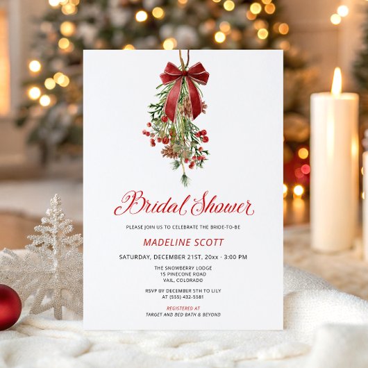 Misteltoe Kerst Winter Bruidsuitnodiging Kaart