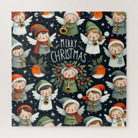 Misteltoe Kerstengel Kerstliederen Zangers  Legpuzzel (Verticaal)