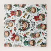 Misteltoe Kerstengelzangers met trompetten Legpuzzel (Horizontaal)