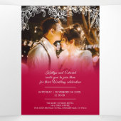 Misteltoe rood wit huwelijksmaaltijd optie RSVP Drieluik Uitnodiging (Binnenkant midden)