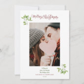Misteltoe Script Prettig Kerstmis Koppels Foto Feestdagenkaart (Voorkant)