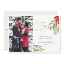 Misteltoe Vrede en Liefde | Kerst Fotokaart