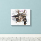 Mister Cat op Couch Canvas Afdruk (Insitu (Houten vloer))