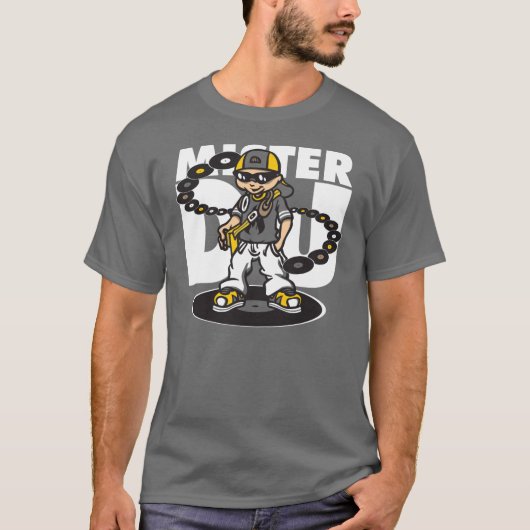 Mister Dj and vinyls T-shirt (Voorkant)