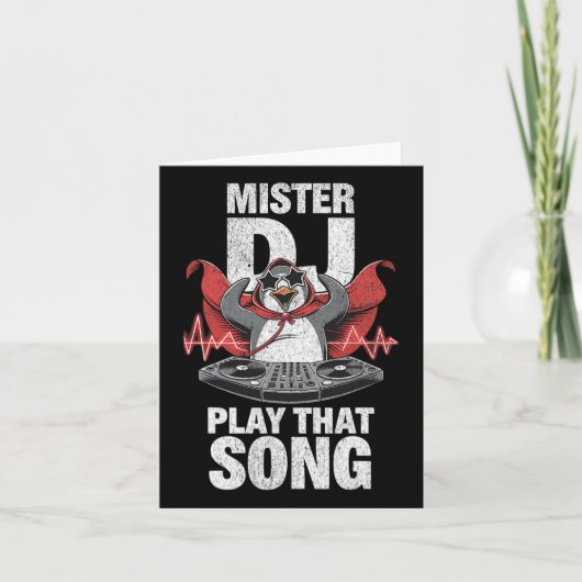 Mister Dj Play That Song Grappige Pinguïn Dj Jeugd Kaart (Voorkant)