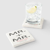 Mister en de heer Modern Wedding Stone Onderzetter (Zijkant)
