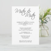 Mister en Mister Elegant Text Gay Wedding Kaart (Staand voorkant)