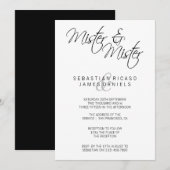 Mister en Mister Elegant Text Gay Wedding Kaart (Voorkant / Achterkant)