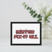 Mister Fix-it All Wooden Text Design Briefkaart (Staand voorkant)
