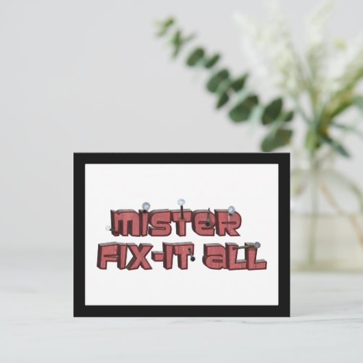 Mister Fix-it All Wooden Text Design Briefkaart (Staand voorkant)