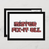 Mister Fix-it All Wooden Text Design Briefkaart (Voorkant / Achterkant)