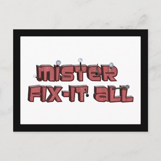 Mister Fix-it All Wooden Text Design Briefkaart (Voorkant)