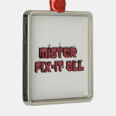 Mister Fix-it All Wooden Text Design Metalen Ornament (Rechts)