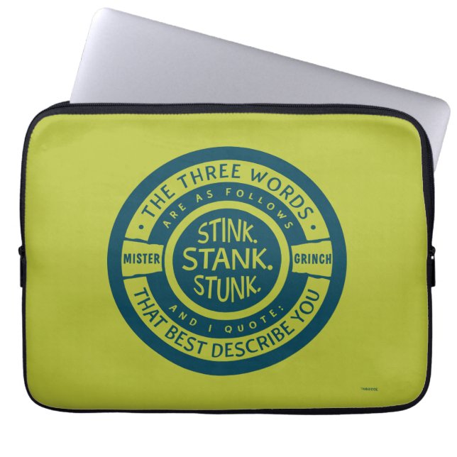Mister Grinch | Stink Stank Stunk Quote Laptop Sleeve (Voorkant)