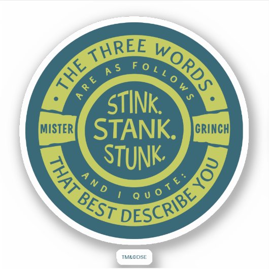 Mister Grinch | Stink Stank Stunk Quote Sticker (Voorkant)