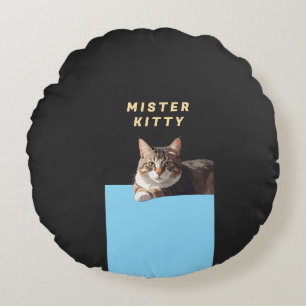 Mister Kitty – Ontwerp van een knorretje Rond Kussen