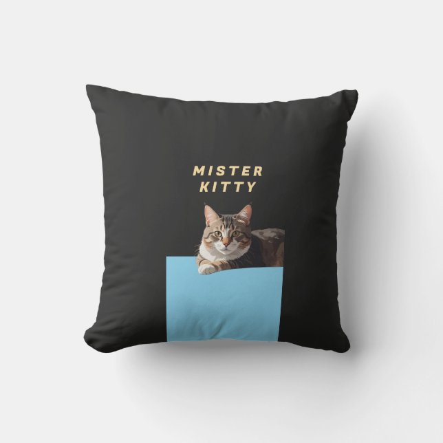 Mister Kitty – Ontwerp van een schattig kattenpers Kussen (Voorkant)