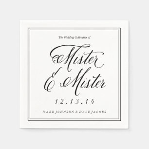 Mister & Mister bruiloft servetten in zwart en wit