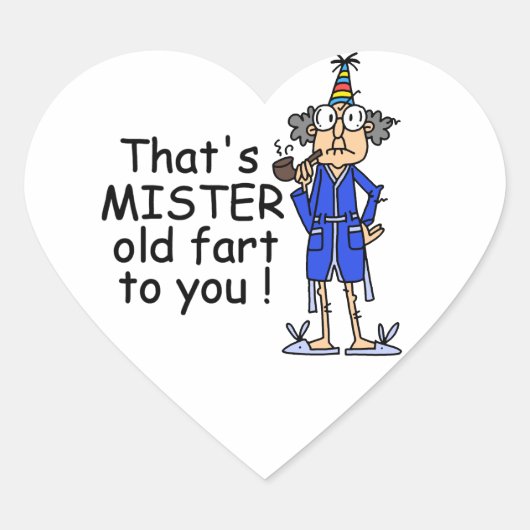 Mister Old Fart Birthday Humor Hart Sticker (Voorkant)