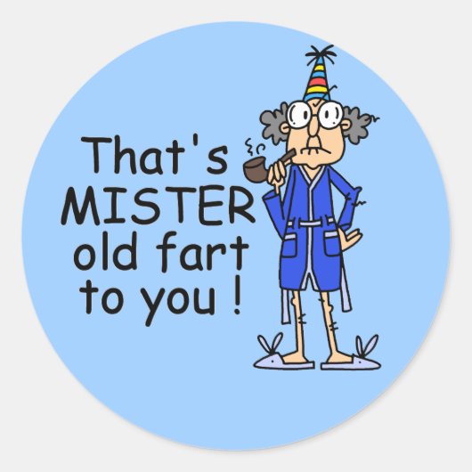 Mister Old Fart Birthday Humor Ronde Sticker (Voorkant)