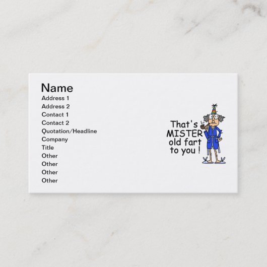 Mister Old Fart Birthday Humor Visitekaartje (Voorkant)