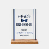 Mister Onederful Bow Stropdas 1e verjaardag Acryl Bord (Voorkant)