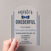 Mister Onederful Bow Stropdas 1e verjaardag Acryl Uitnodigingen (Insitu (Draagbaar))