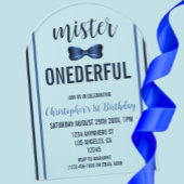 Mister Onederful Bow Stropdas 1e verjaardag Acryl Uitnodigingen