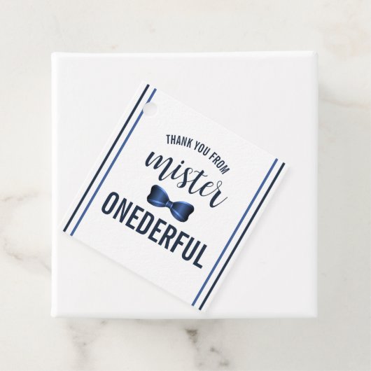 Mister Onederful Bow Stropdas 1e verjaardag Bedankjes Labels (In situ)