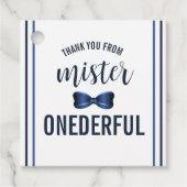 Mister Onederful Bow Stropdas 1e verjaardag Bedankjes Labels (Voorkant)