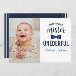 Mister Onederful Bow Stropdas 1e verjaardag Bedankkaart