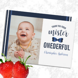 Mister Onederful Bow Stropdas 1e verjaardag Bedankkaart