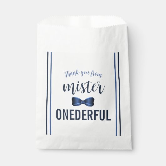 Mister Onederful Bow Stropdas 1e verjaardag Bedankzakje (Voorkant)